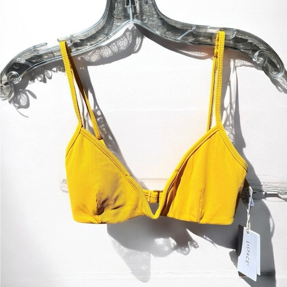 🌻NEW w.tags L*Space Helena Sunshine Gold Ribbed Bikini Top | $99 Retail - Picture 2 of 10